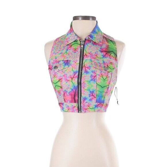 LIP SERVICE 24HRS Kaleidoscope psychedelic print stretch twill vest - Picture 5 of 9